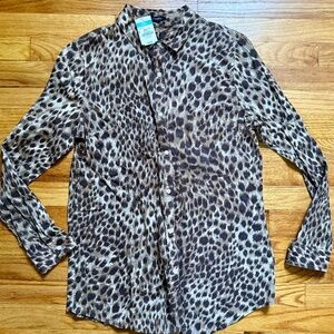 J. McLaughlin Cheetah Print Button Down Shirt